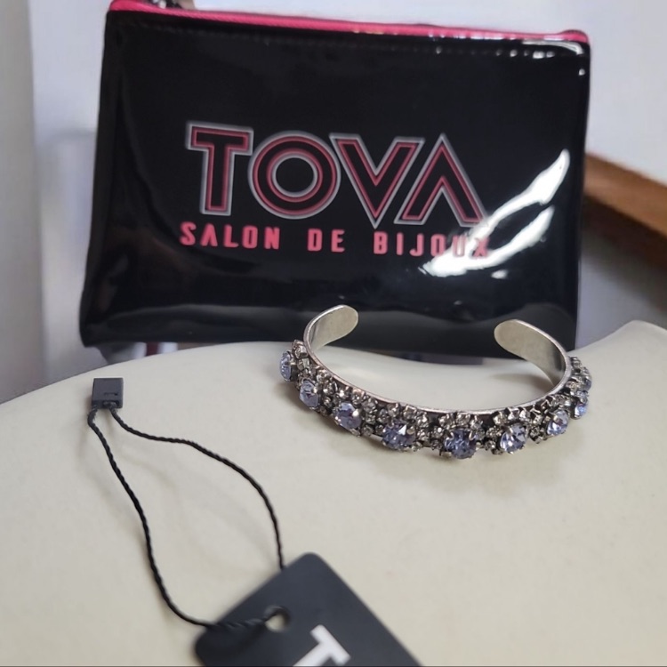 Tova Jeweled Cuff Bracelet Silver & Lilac Nwt